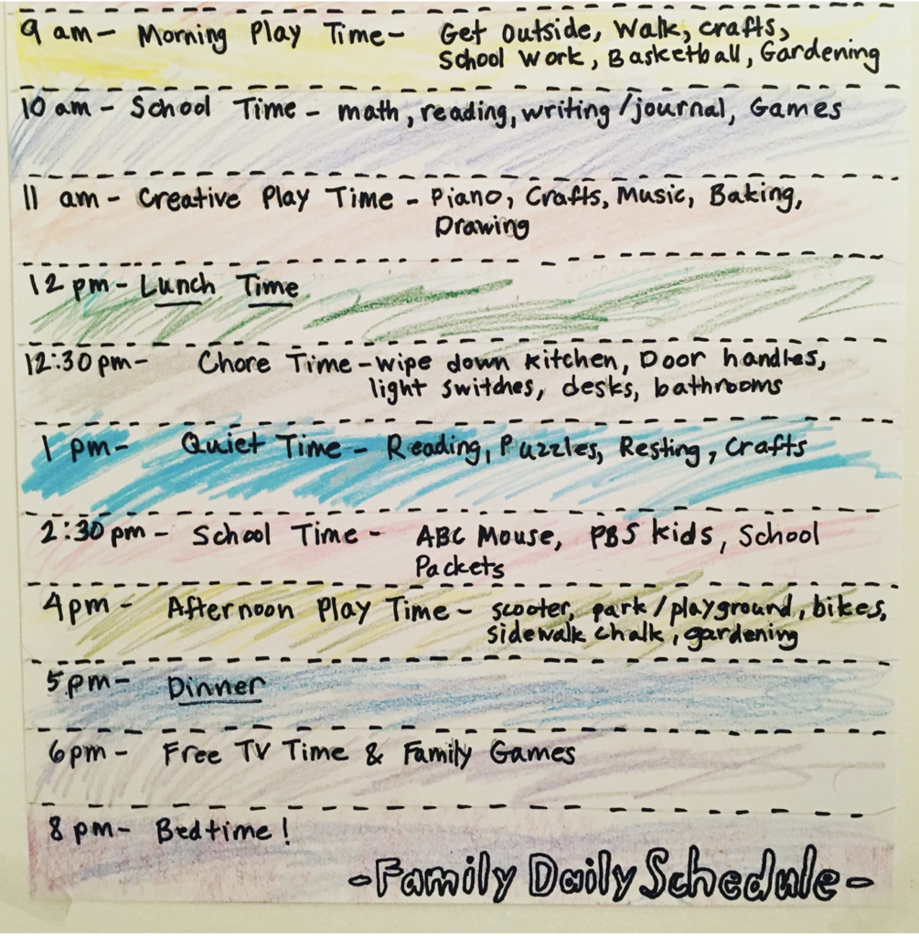 Our family schedule in 2020